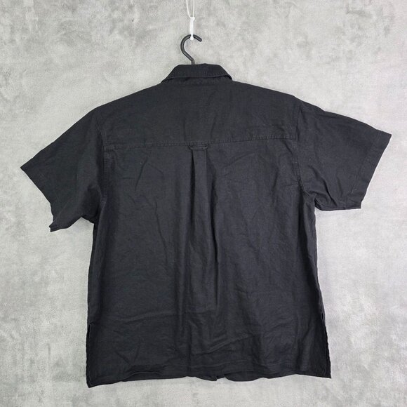 Womens Sag Harbor Black Shirt Linen Blend Button Up Short Sleeve Size 2X - Picture 4 of 7